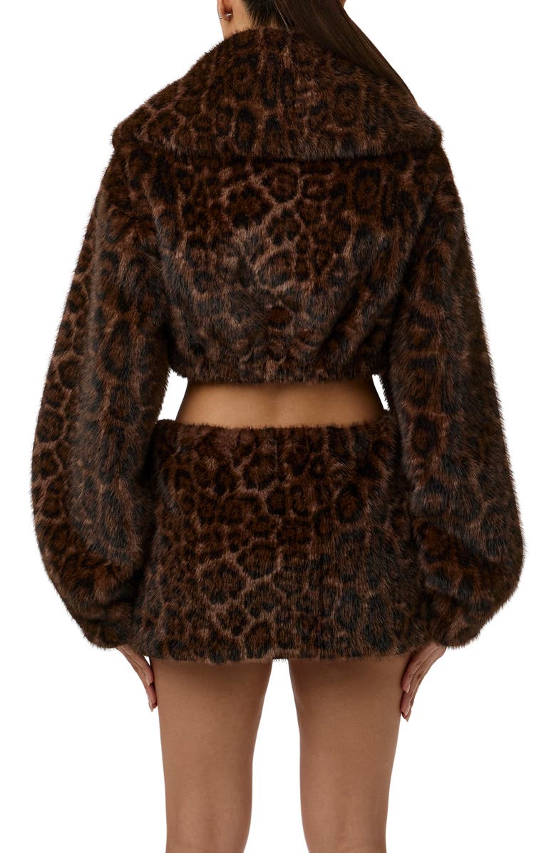 Naked Wardrobe Faux Fur Shrug, Alternate, color, Dark Leopard