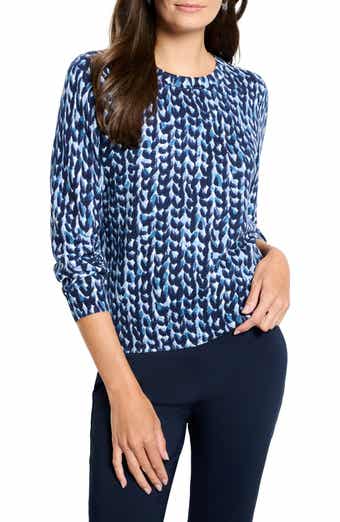 NIC+ZOE Geo Print Crewneck Cotton Sweater