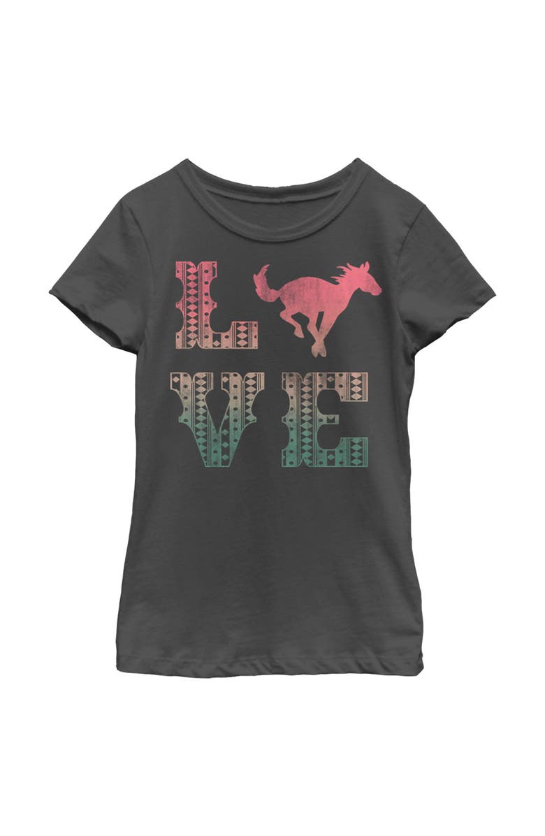Lost Gods Girl's Lost Gods Horse Retro Love Text  Graphic T-Shirt, Main, color, Black