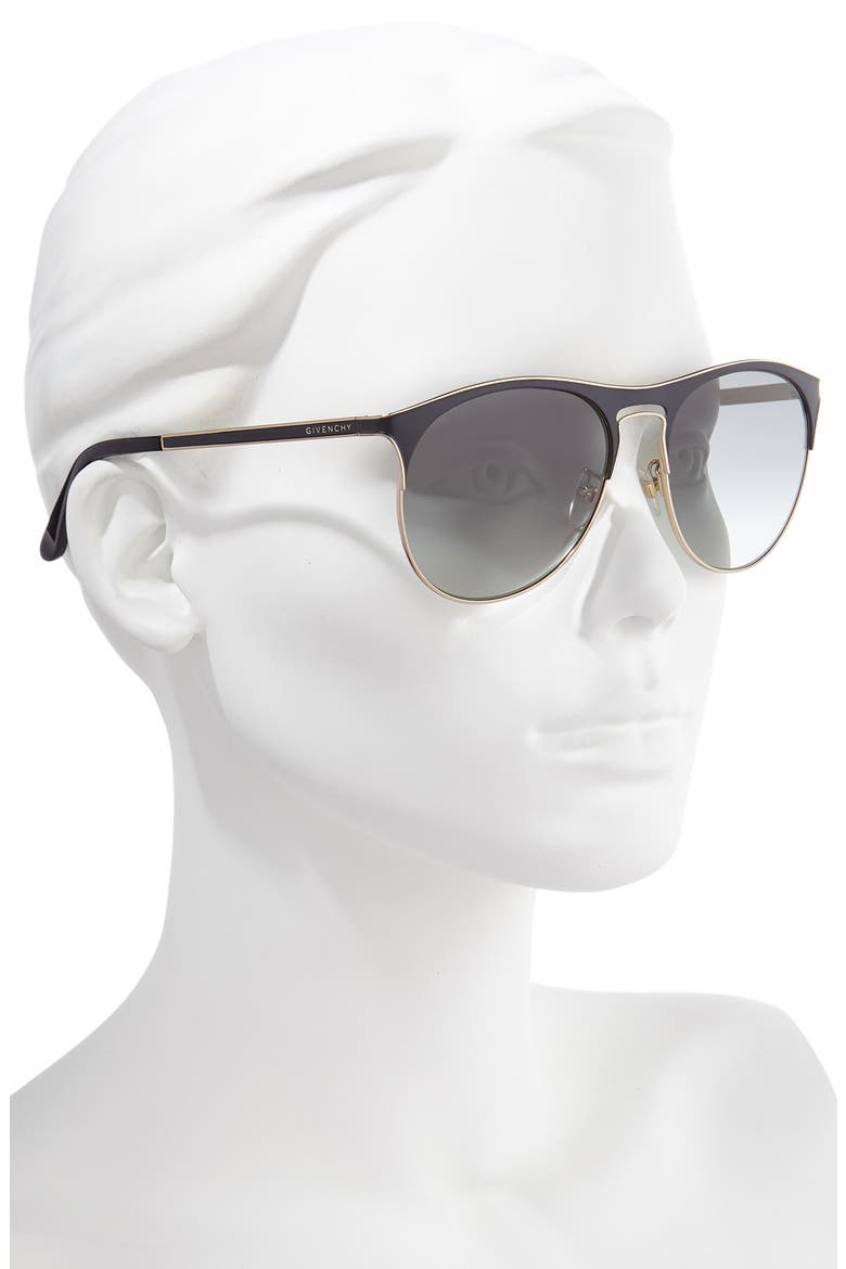 58mm Gradient Round Sunglasses, Alternate, color, BLACK GOLD/ DKGREY GRADIENT