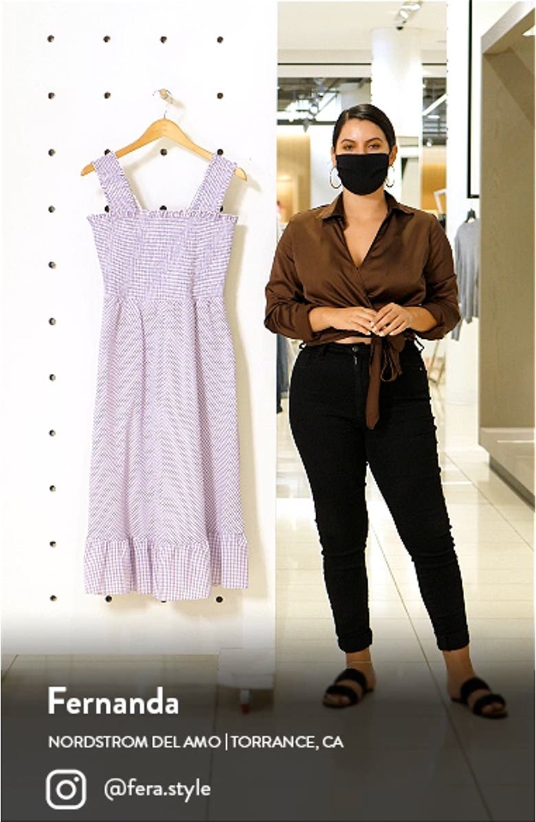 Smocked Gingham Seersucker Midi Sundress, sales video thumbnail
