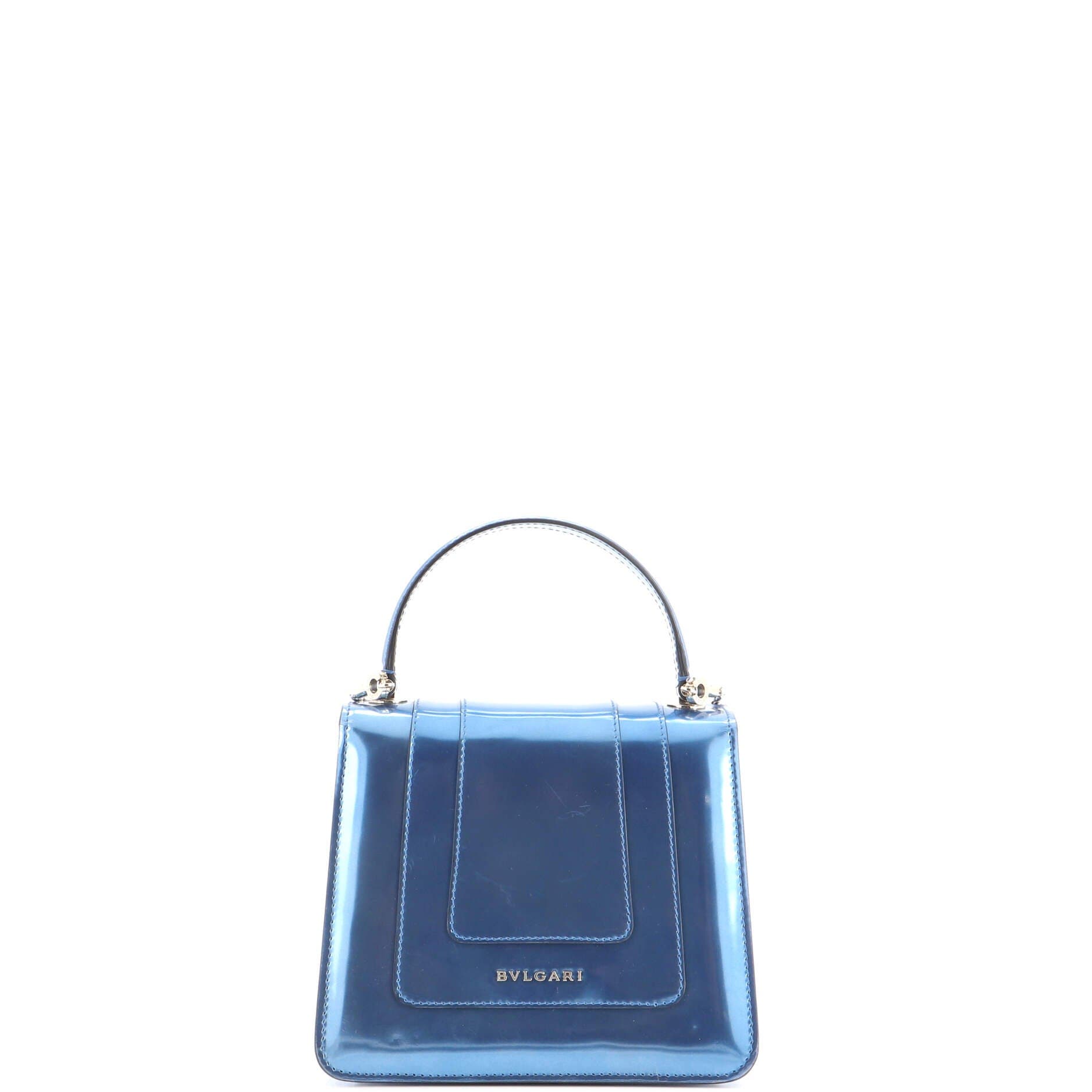 Serpenti Forever Top Handle Bag Patent Small, Alternate, color, Metallic Silver