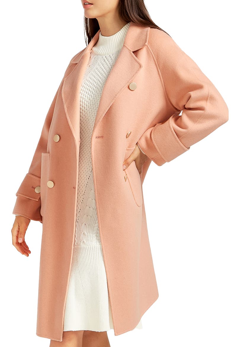 Rumour Has It Oversize Double Breasted Wool Blend Coat, Alternate, color, PEACH FIZZ