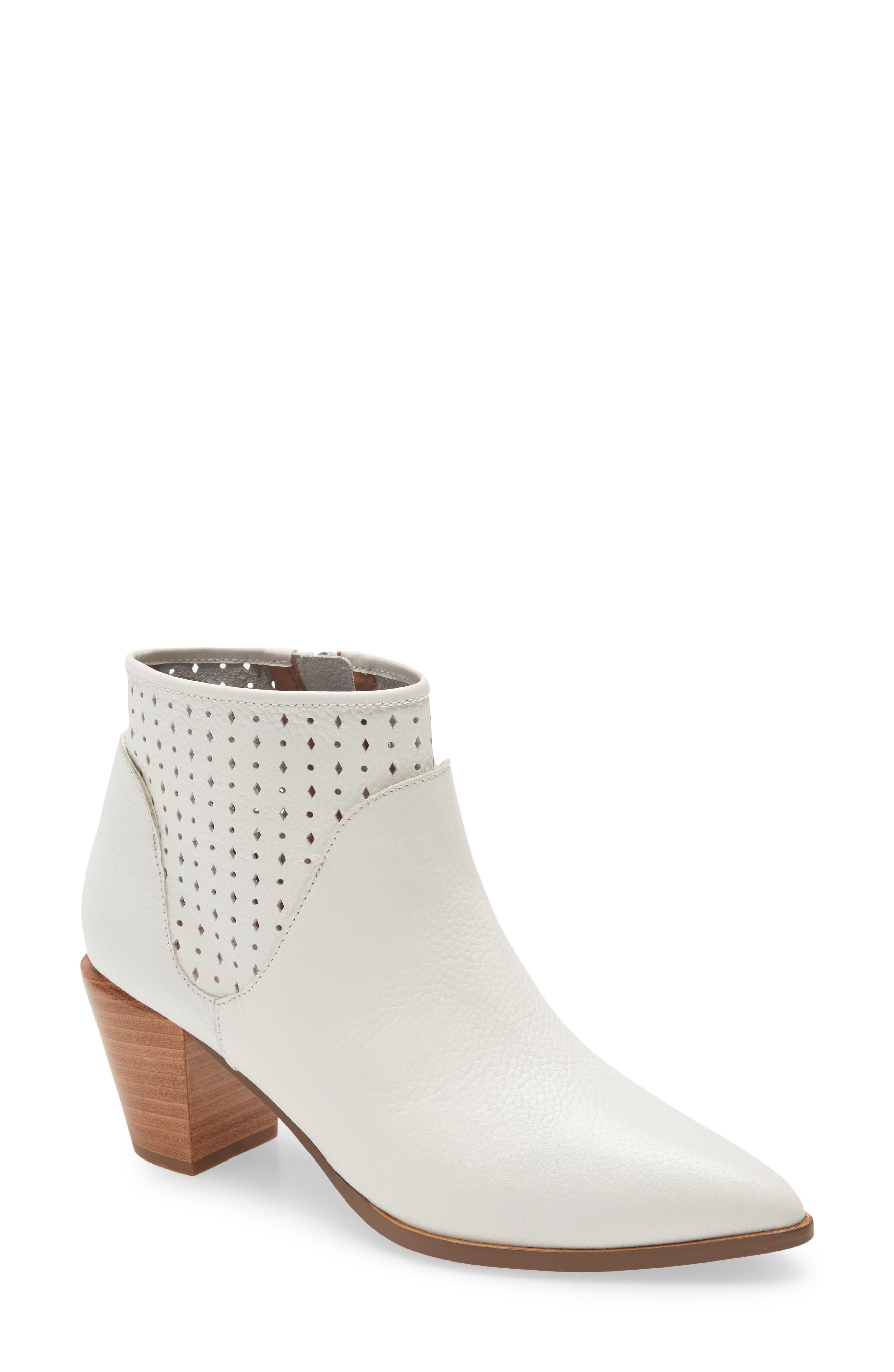 Winnie Leather Bootie, Main, color, WHITE LEATHER