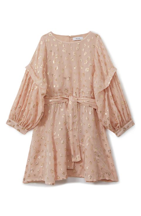Kids' Allie Metallic Long Sleeve Chiffon Dress (Big Kid)