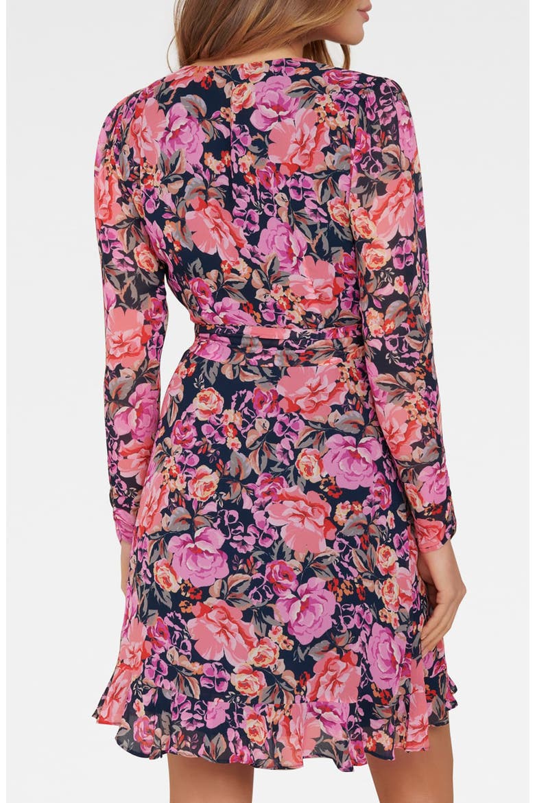 Larissa Long Sleeve Ruched Wrap Dress, Alternate, color, MAGENTA AURA FLORAL