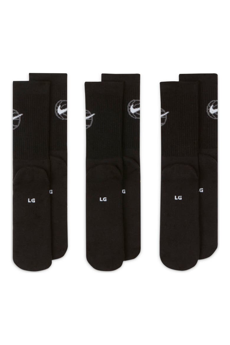 Dri-FIT 3-Pack Everyday Cushioned Basketball Socks, Alternate, color, BLACK/ WHITE