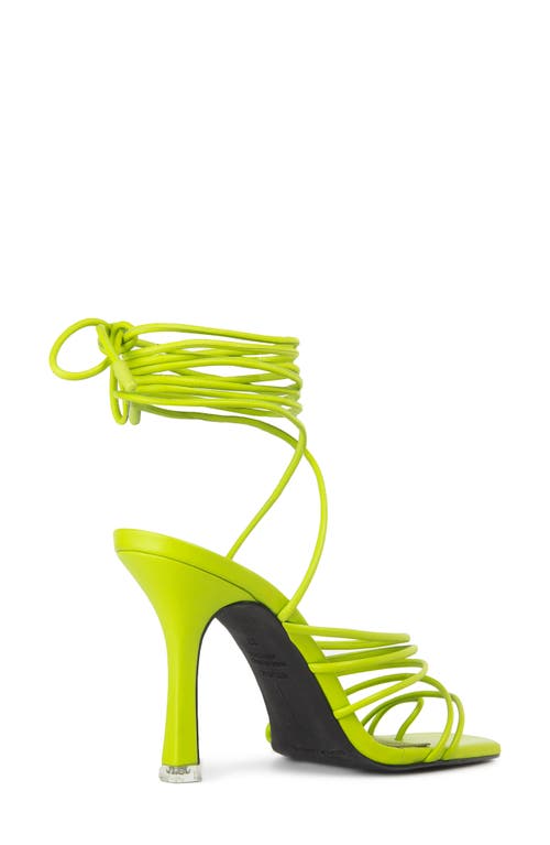 Black Suede Studio Luisa Ankle Tie Sandal In Lime Green Buffed Nappa