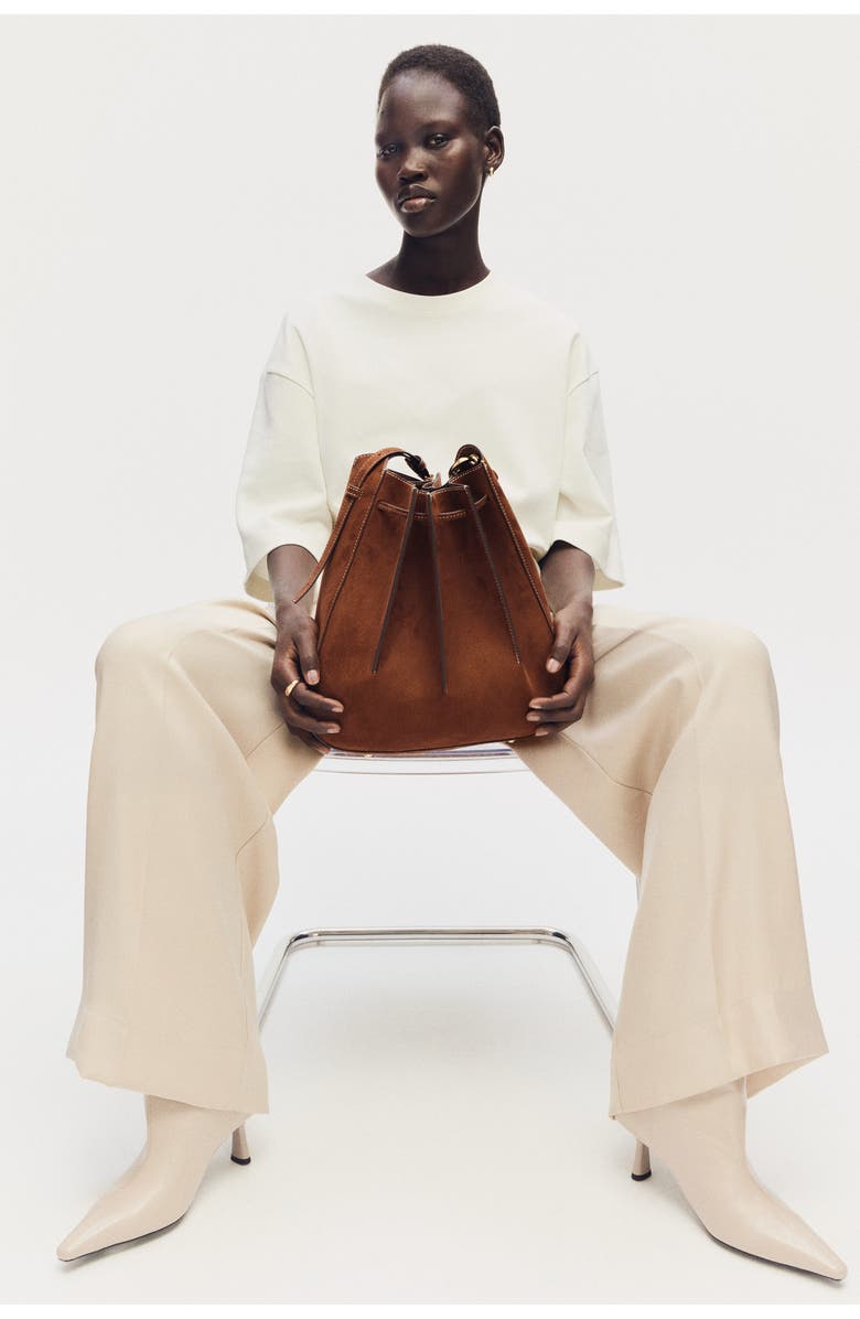 H&M Pleated Shoulder Bag, Alternate, color, Brown