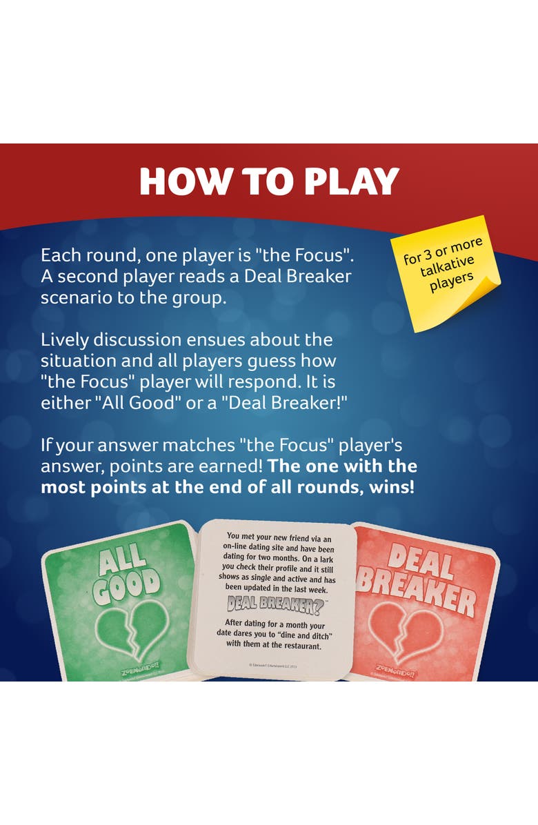 Zobmondo!! Deal Breaker Card Game by Zobmondo!! Adult party dating card game, Alternate, color, Multicolored