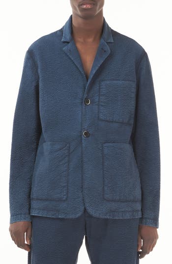 Shop Barena Venezia Refada Seersucker Overshirt In Navy
