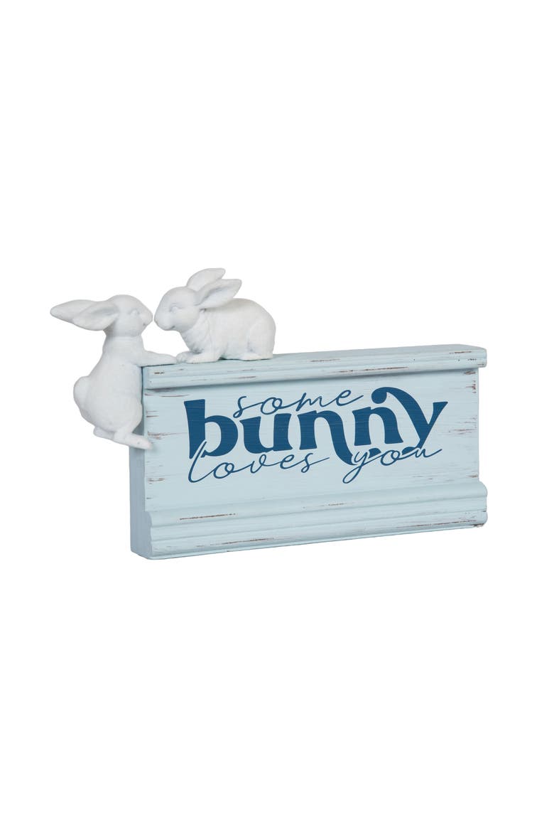 "Some Bunny Love You" White Easter Bunnies Figurine 6" x 9", Main, color, Blue