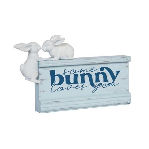 "Some Bunny Love You" White Easter Bunnies Figurine 6" x 9"