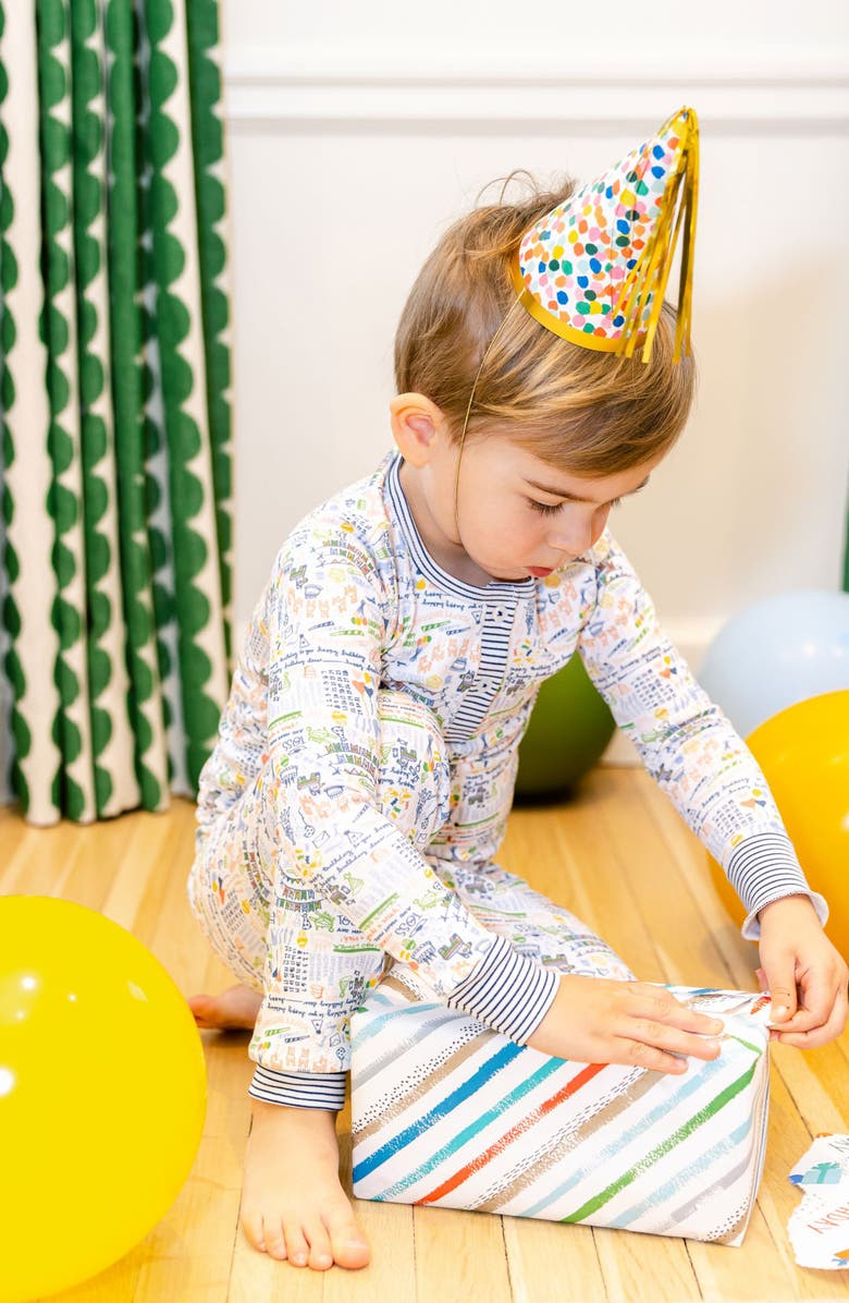 JOY STREET HBD Fitted Two-Piece Pajamas, Alternate, color, Confetti Multi