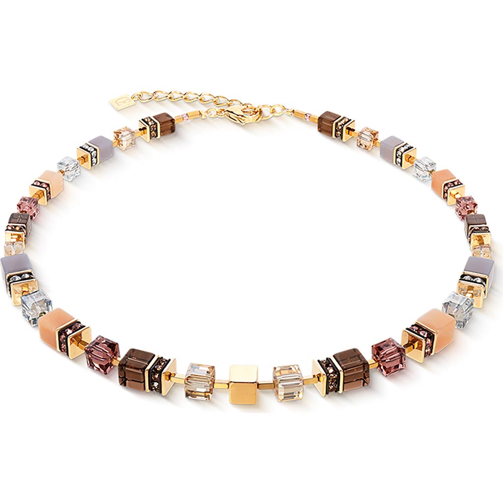 Coeur De Lion Geocube Precious Statement Necklace In Brown