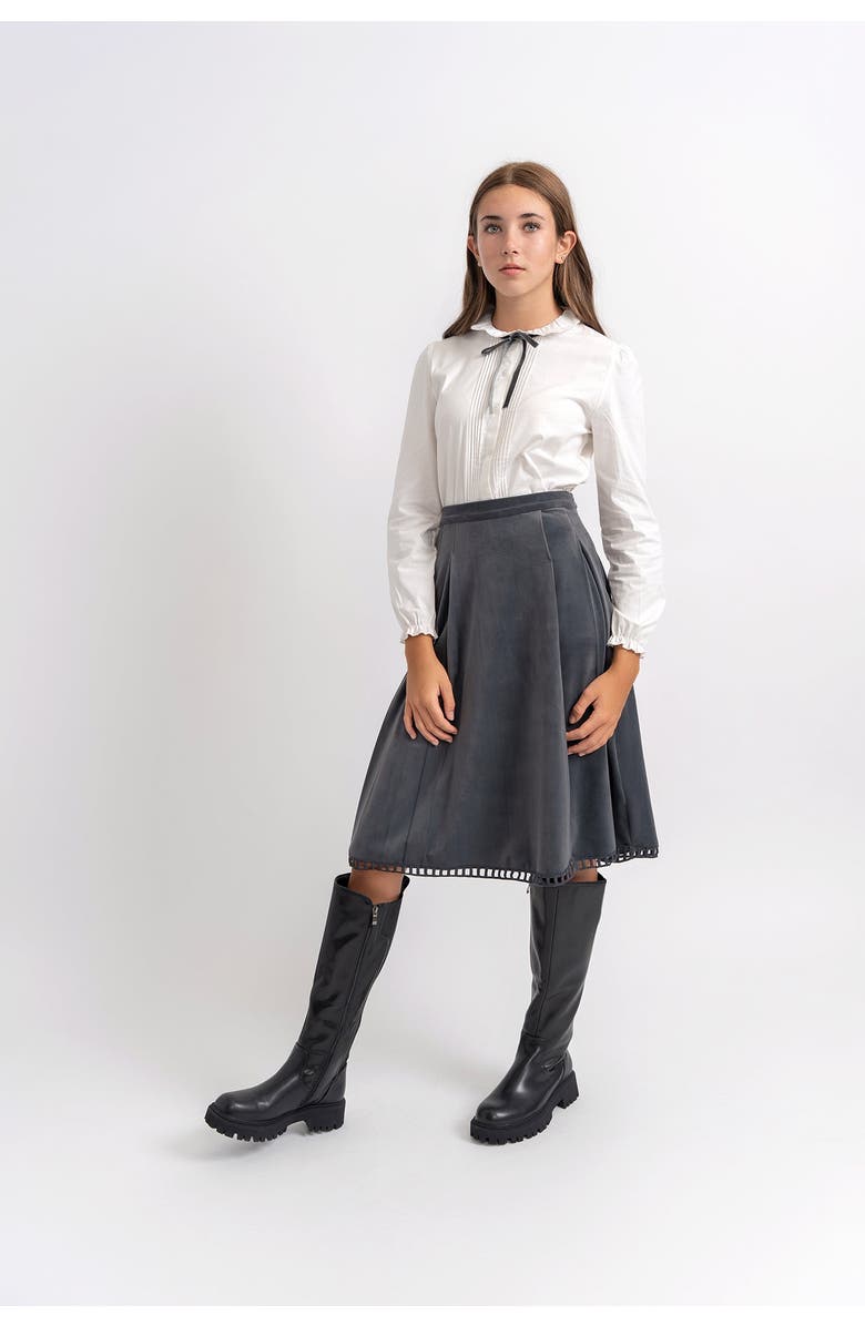 Charlotte & George Velvet A-Line Skirt, Alternate, color, Dark Grey
