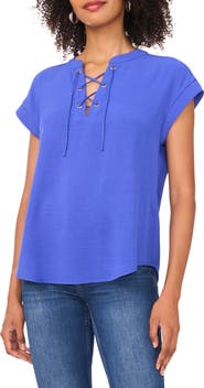 Vince Camuto Crinkle Lace-Up Top
