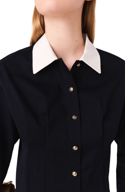 Maje Cropped Poplin Shirt In Black