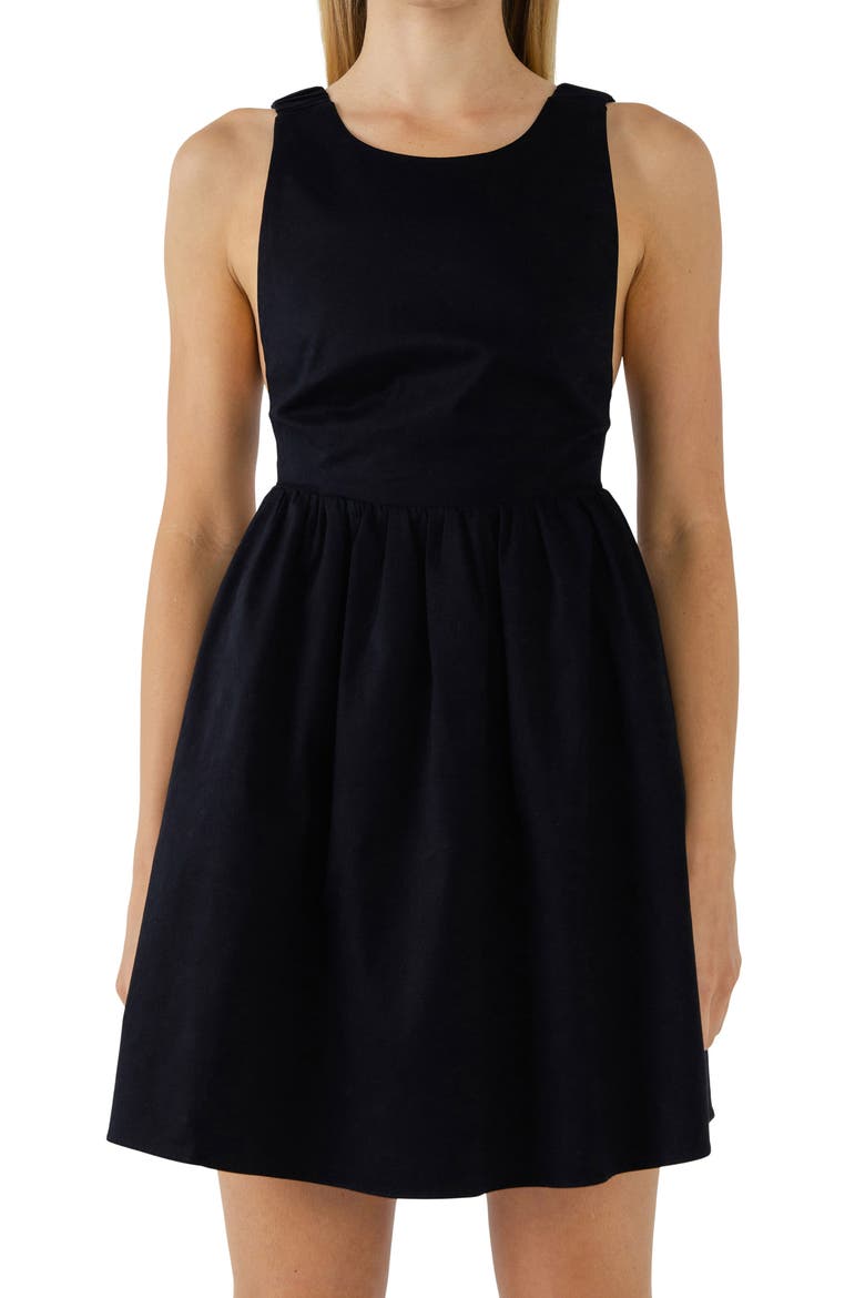Open Elastic Back Minidress, Alternate, color, BLACK