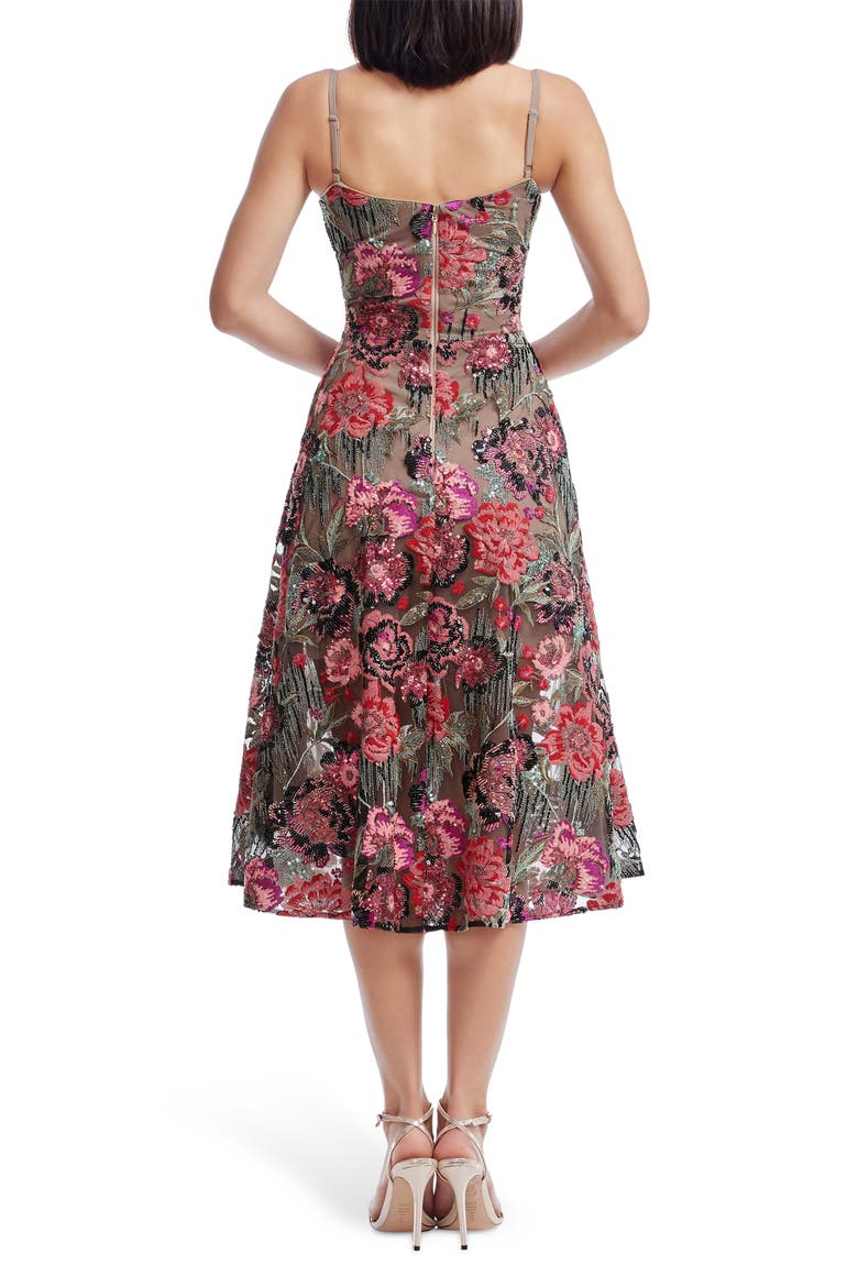 Uma Sequin Floral Cocktail Dress, Alternate, color, ROUGE MULTI