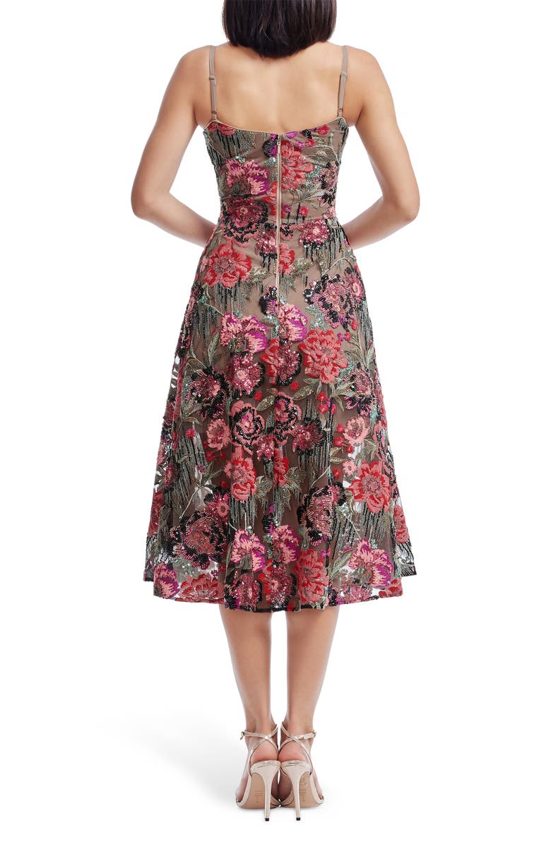 Dress the Population Uma Sequin Floral Cocktail Dress, Alternate, color, Rouge Multi