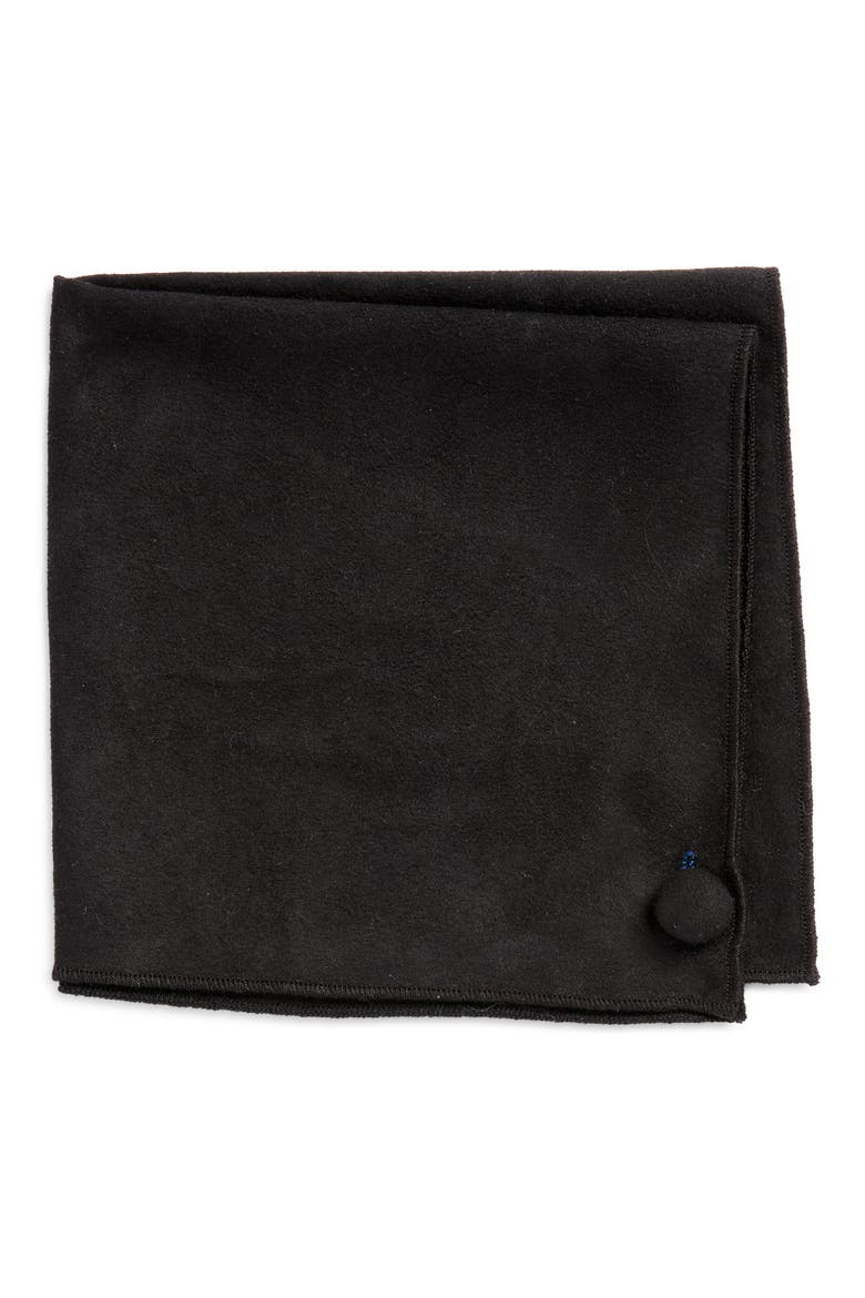 Black Sueded Cotton Pocket Square, Main, color, BLACK