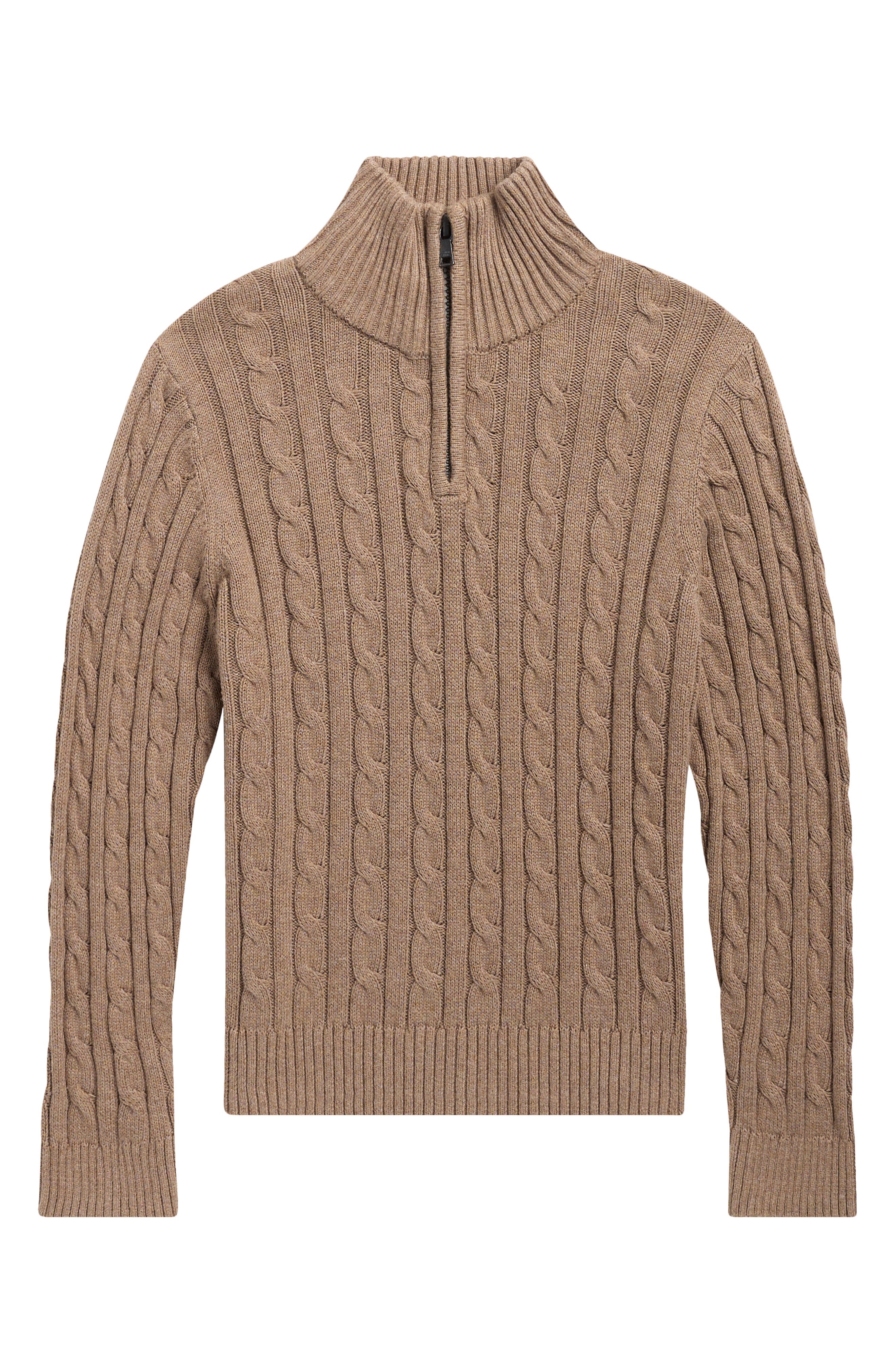 Kids' Heather Cable Knit Quarter-Zip Sweater