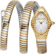 Just Cavalli Snake Vetra Wraparound Two-Tone Bracelet Watch, 20mm x 34.5mm