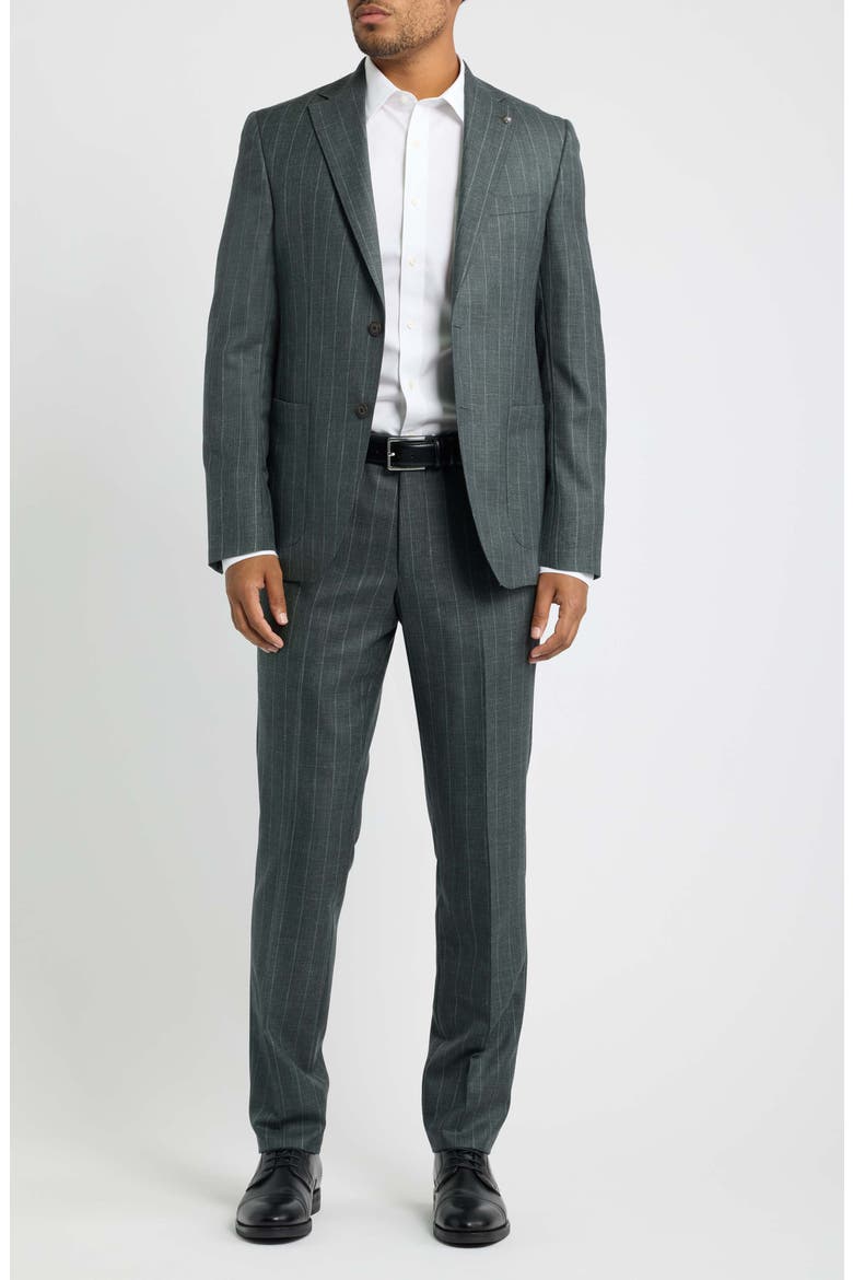 Morton Striped Wool Suit, Main, color, OLIVE
