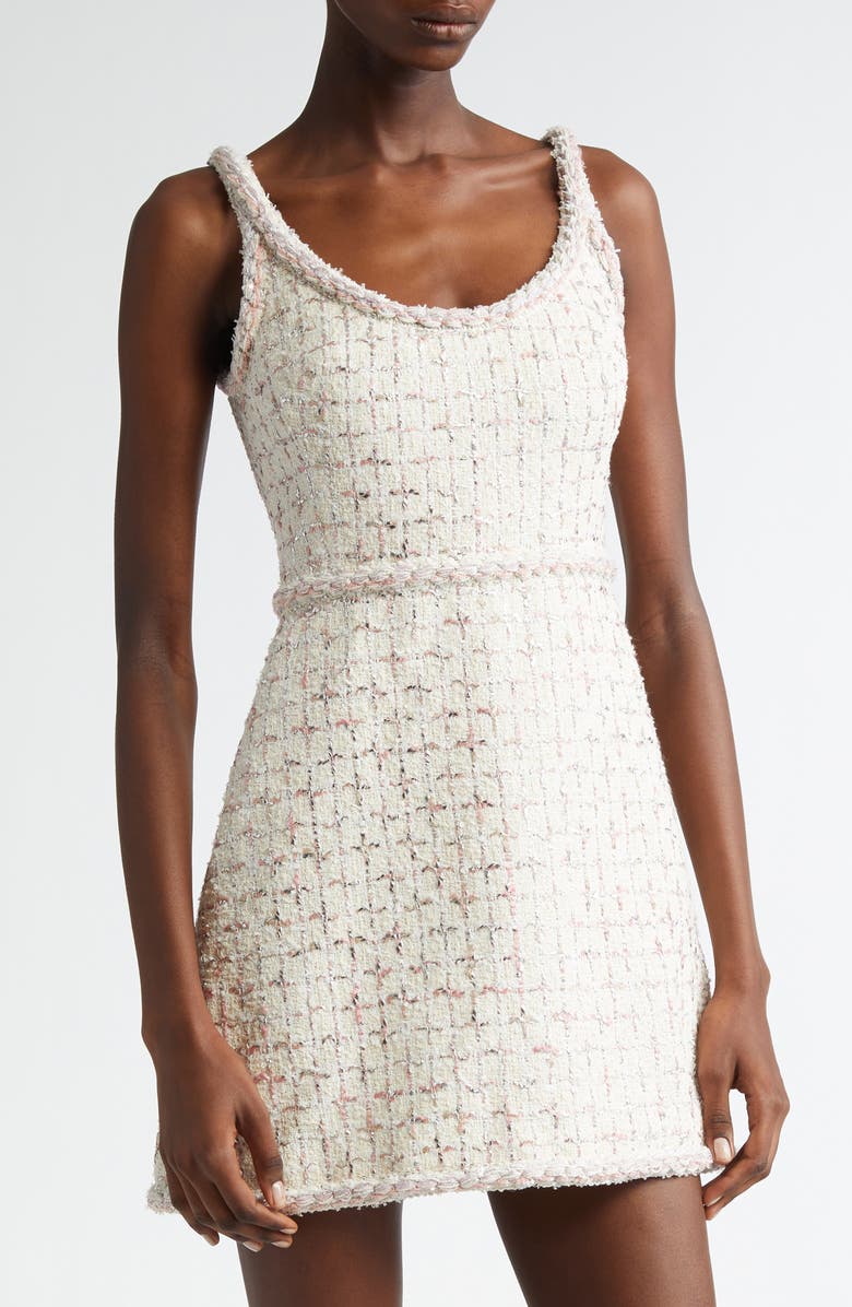 Giambattista Valli Windowpane Check Tweed Minidress, Alternate, color,