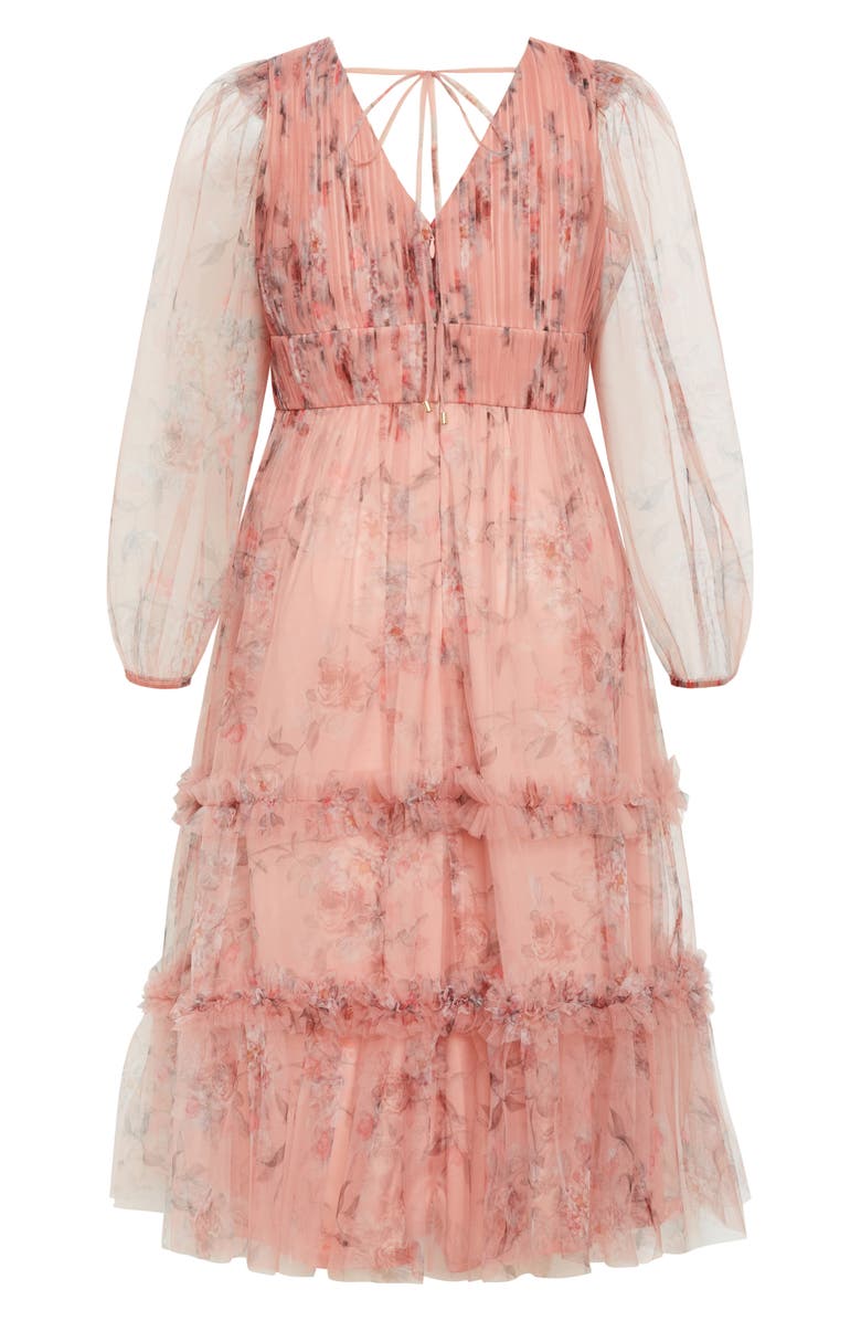 City Chic Kitty Long Sleeve Tulle Maxi Dress, Alternate, color, 