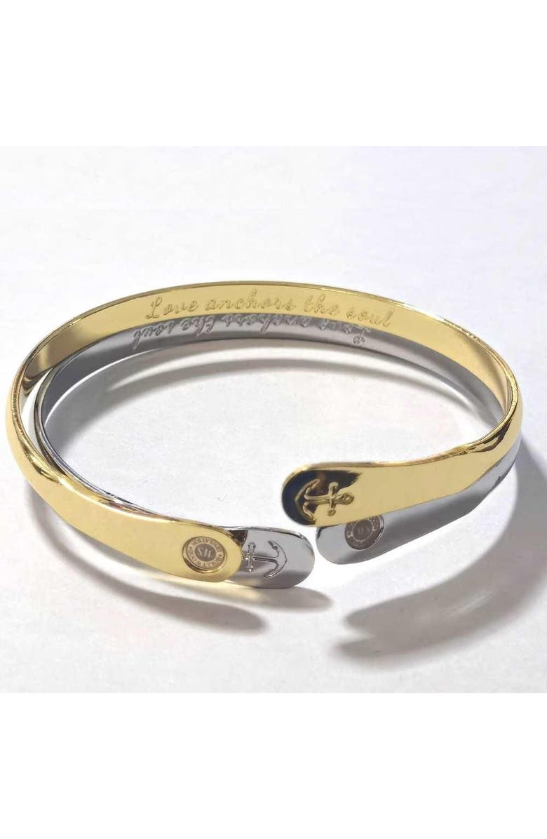 Hollywood Sensation Anchor Bracelet Engraved Love Anchors the Soul, Alternate, color, Gold