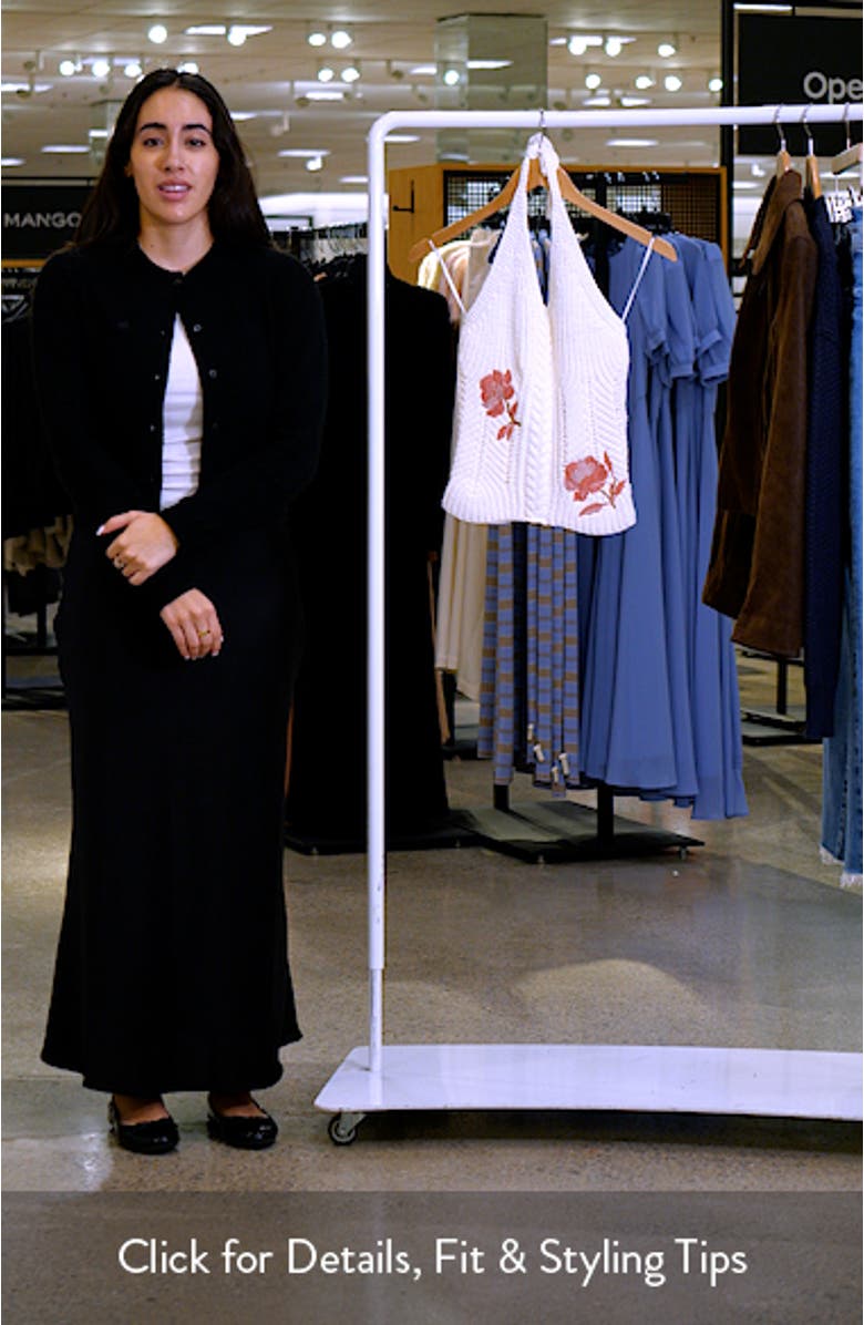 Opal Floral Embroidered Crochet Knit Halter Top, sales video thumbnail