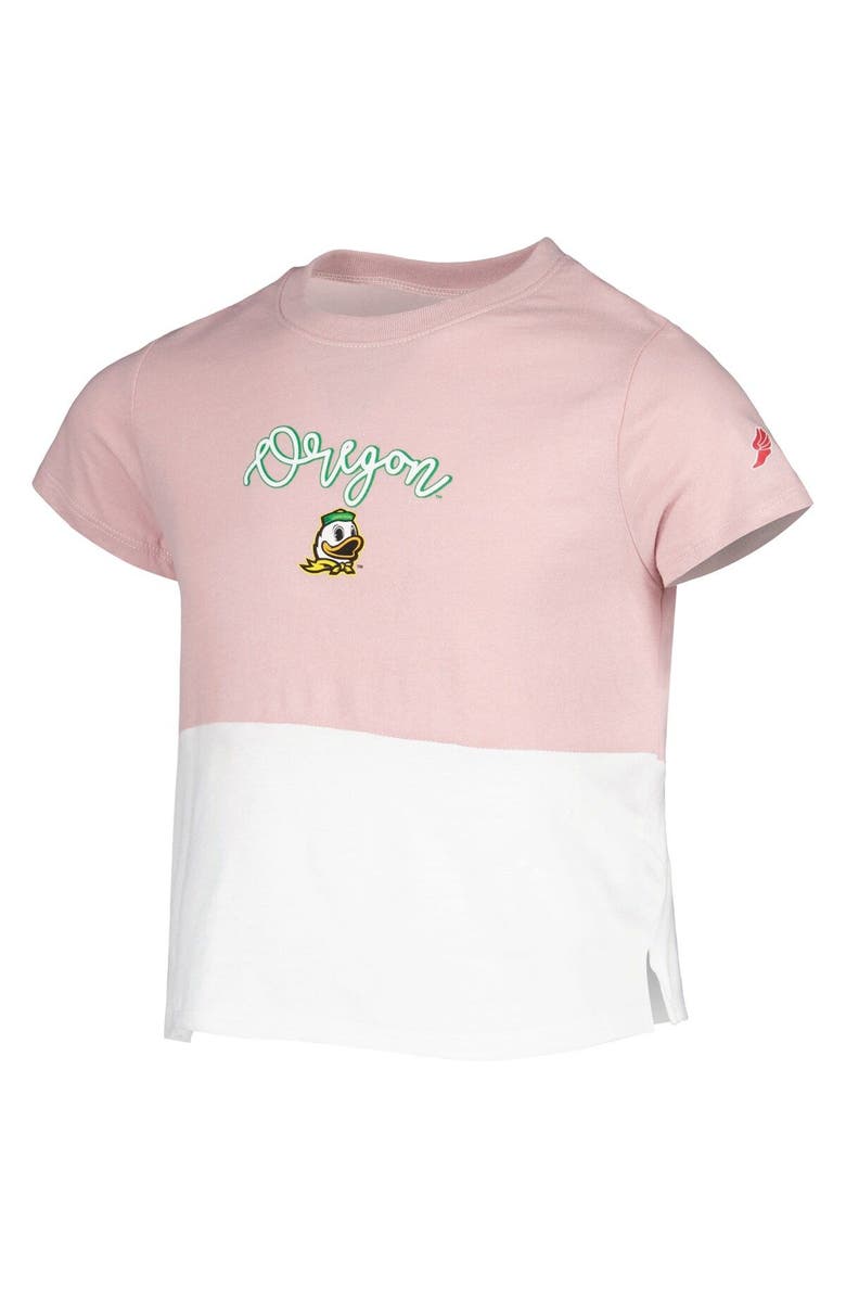 LEAGUE COLLEGIATE WEAR Girls Youth League Collegiate Wear Pink/White Oregon Ducks Colorblocked T-Shirt, Alternate, color, 