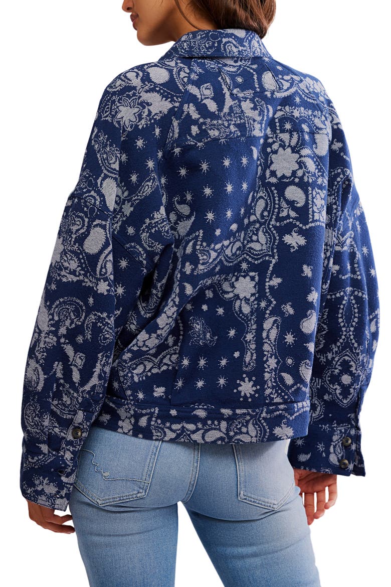 Bandana Jacquard Shirt Jacket, Alternate, color, INDIGO COMBO