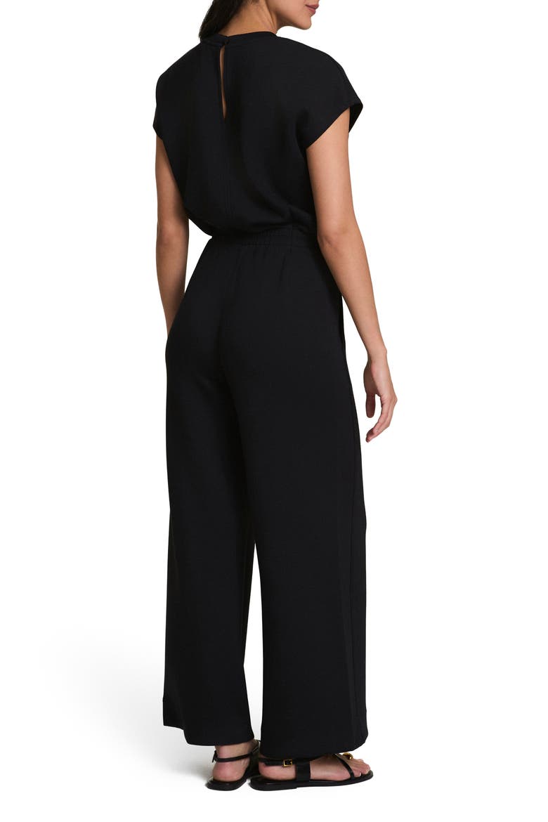 AirEssentials® Cap Sleeve UPF 50+ Cinched Jumpsuit, Alternate, color, VERY BLACK