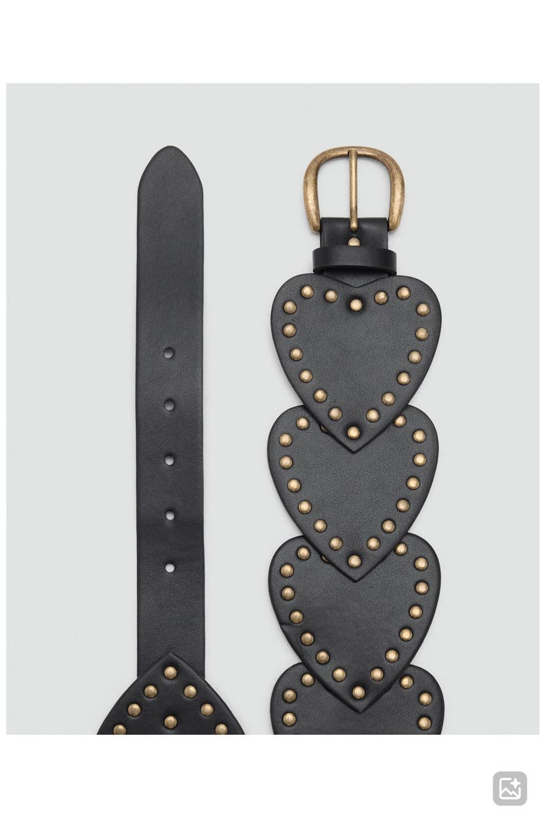 Studded Heart Belt, Alternate, color, BLACK