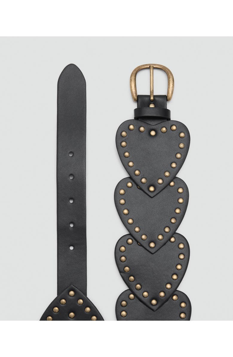 MANGO TEEN Studded Heart Belt, Alternate, color, Black