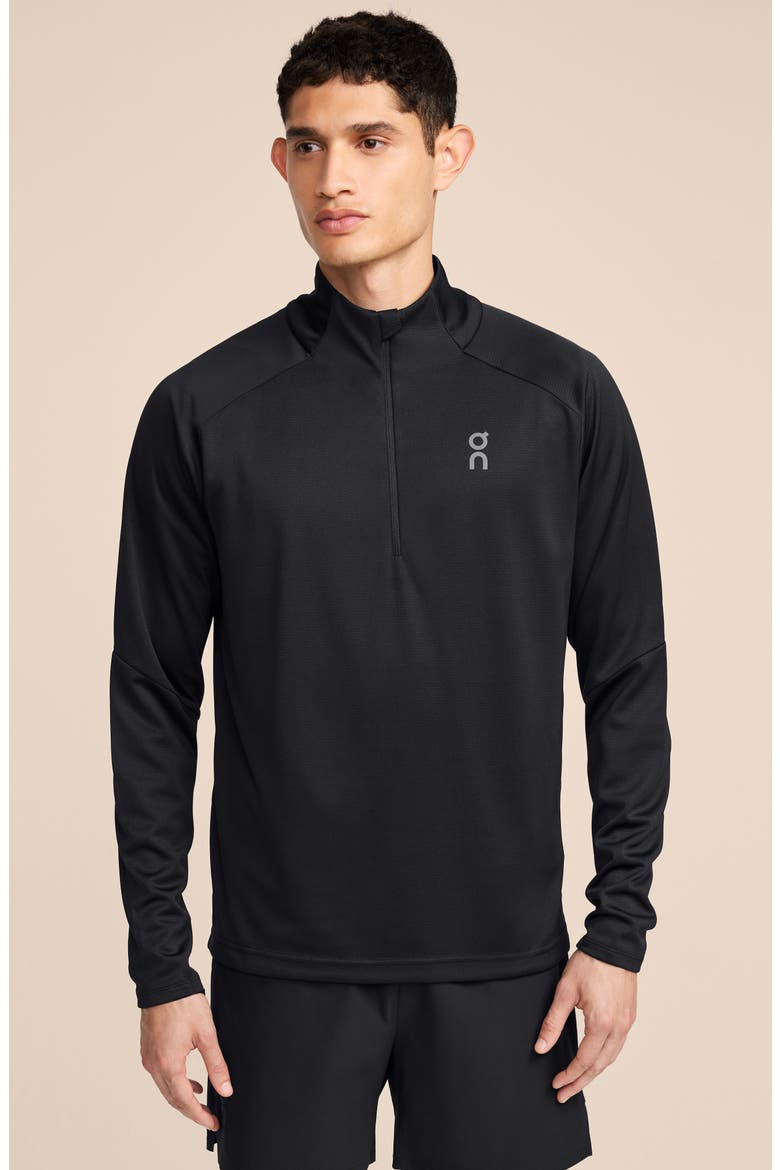 Climate Knit Quarter Zip Running Top, Alternate, color, BLACK
