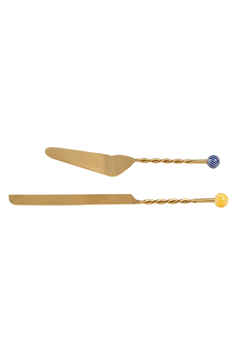 Rampur Steel Cake Serving Set Cheerland Set of 2, Alternate, color, Gold