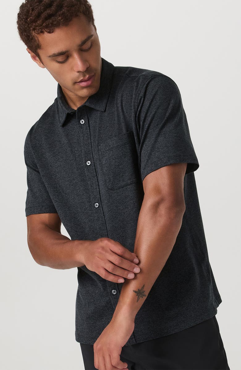 Vuori Ponto Short Sleeve Performance Button-Up Shirt, Alternate, color, Charcoal Heather