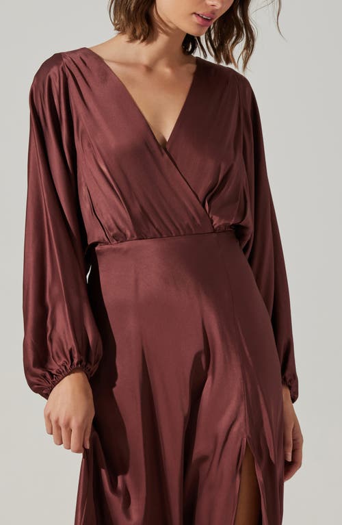 Astr The Label Kimiko Long Sleeve Faux Wrap Dress In Mulberry