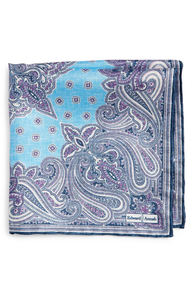 EDWARD ARMAH Persian Print Silk Pocket Square, Main, color,