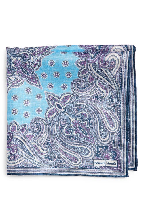 Edward Armah Persian Print Silk Pocket Square In Sky