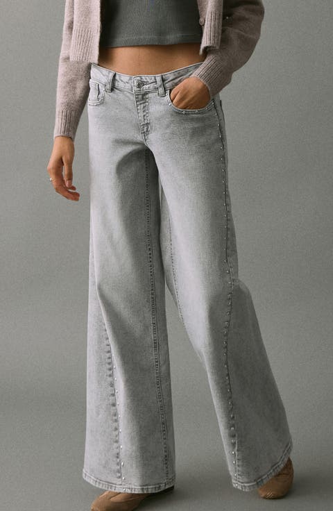 Stud Wide Leg Jeans