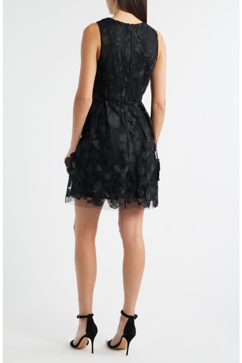 Floral Embroidered Minidress, Alternate, color, BLACK