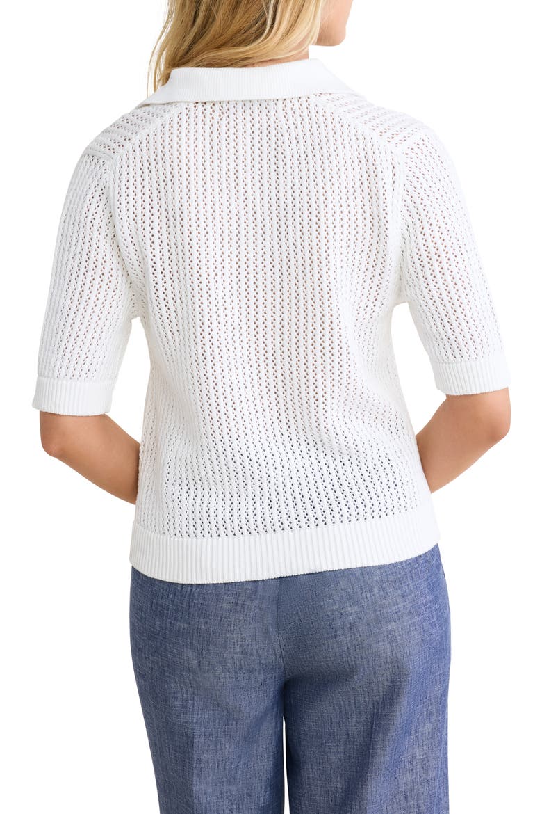 Open Stitch Polo Sweater, Alternate, color, PAPER WHITE