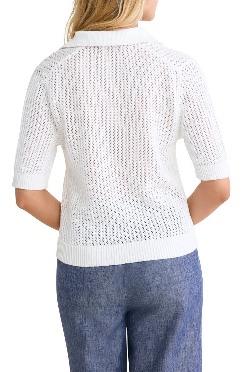 nz BY NIC AND ZOE Open Stitch Polo Sweater, Alternate, color, Paper White