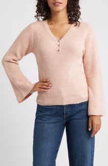Wit & Wisdom Bell Sleeve Henley Sweater