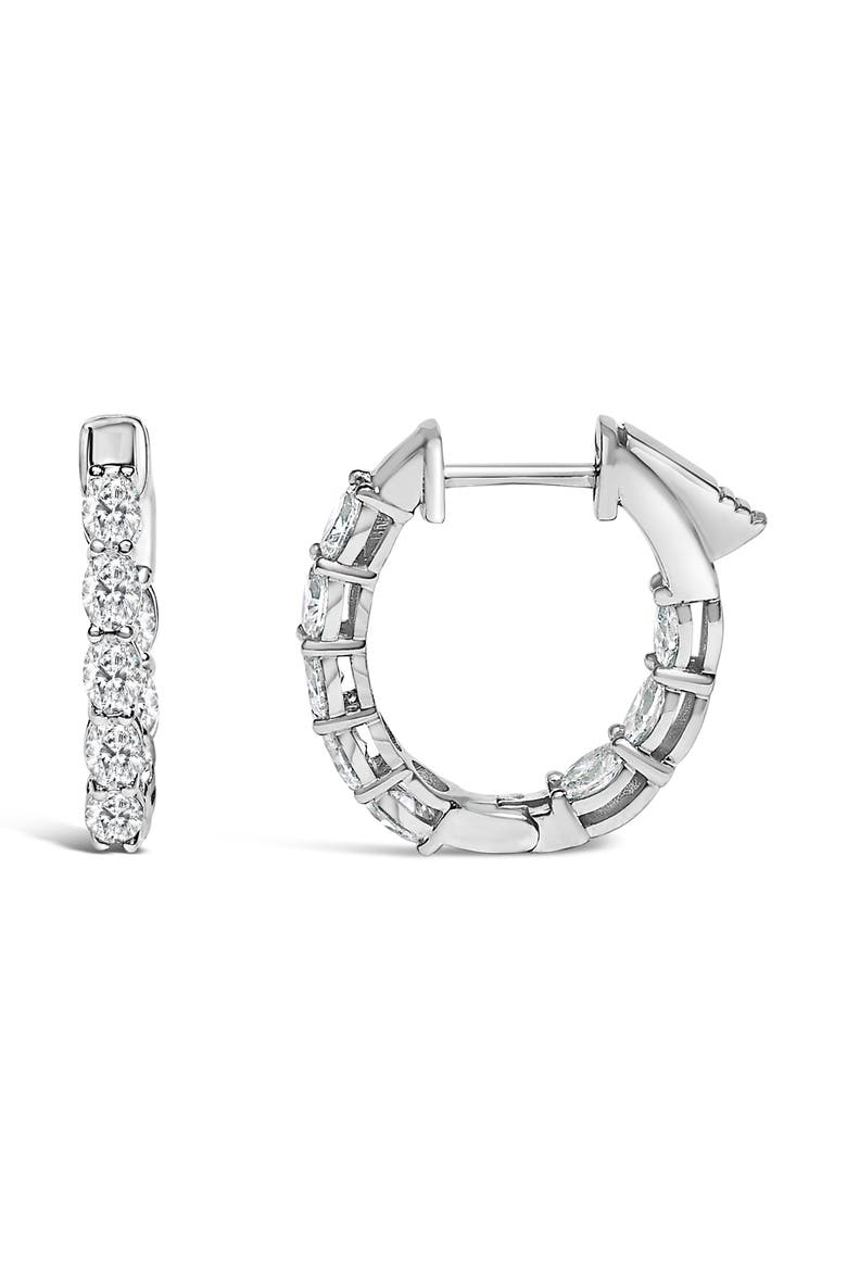14K White Gold 2 3/4 Cttw Oval Cut Lab Grown Diamond Inside Out Hoop Earrings, Alternate, color, White